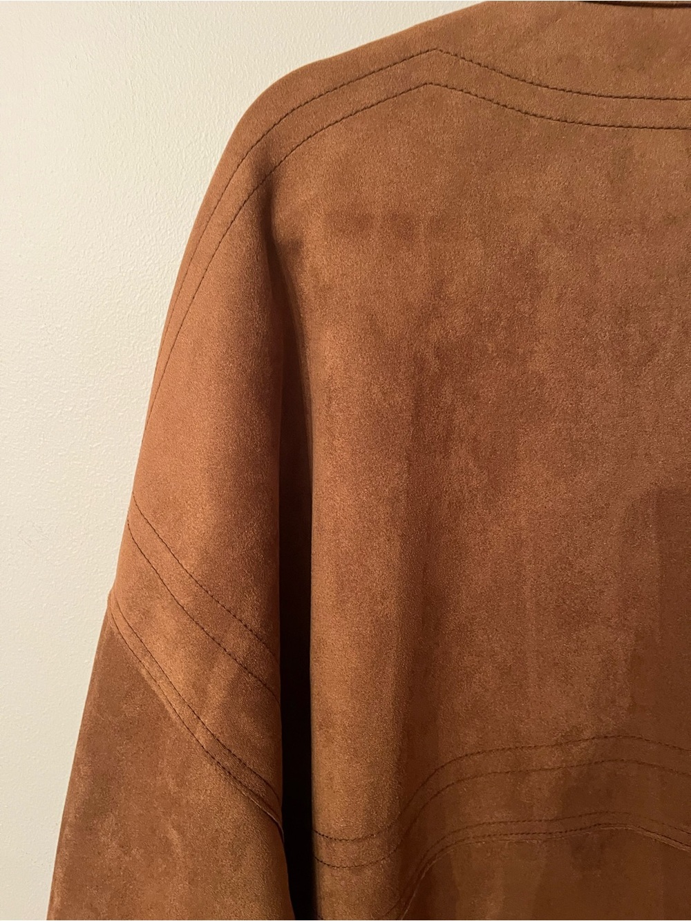 By Anthropologie Cognac Faux Suede Kimono Jacket - Size L - Picture 9 of 13